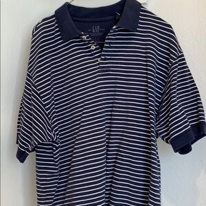 Gap Gray And White Stripe Shirt Size Large Short Sleeve Excellent Condition